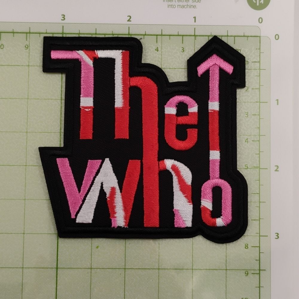 The Who Iron On Embroidered Patch Pink and White on Black background - Picture 8 of 10